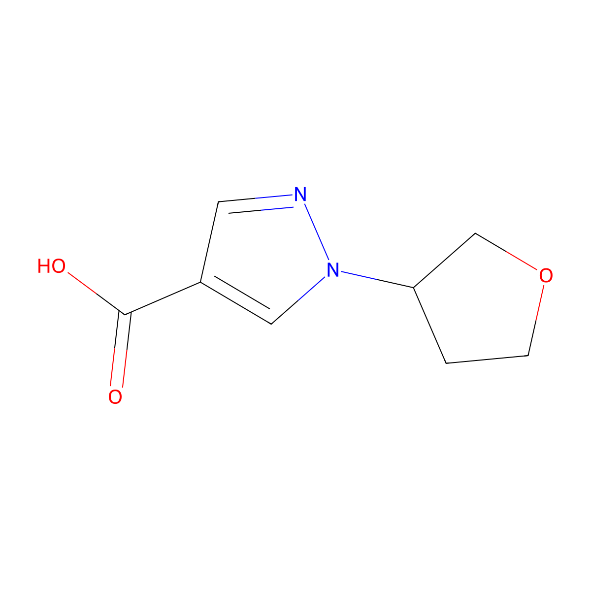 1-(Tetrahydrofuran-3-yl)-1H-pyrazole-4-carboxylic acid molecular structure, CAS 1343835-81-3
