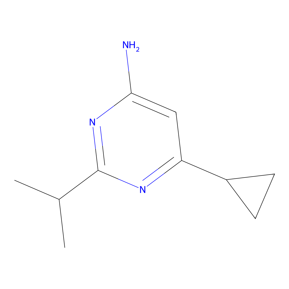 6-Cyclopropyl-2-(propan-2-yl)pyrimidin-4-amine molecular structure, CAS 1343837-18-2