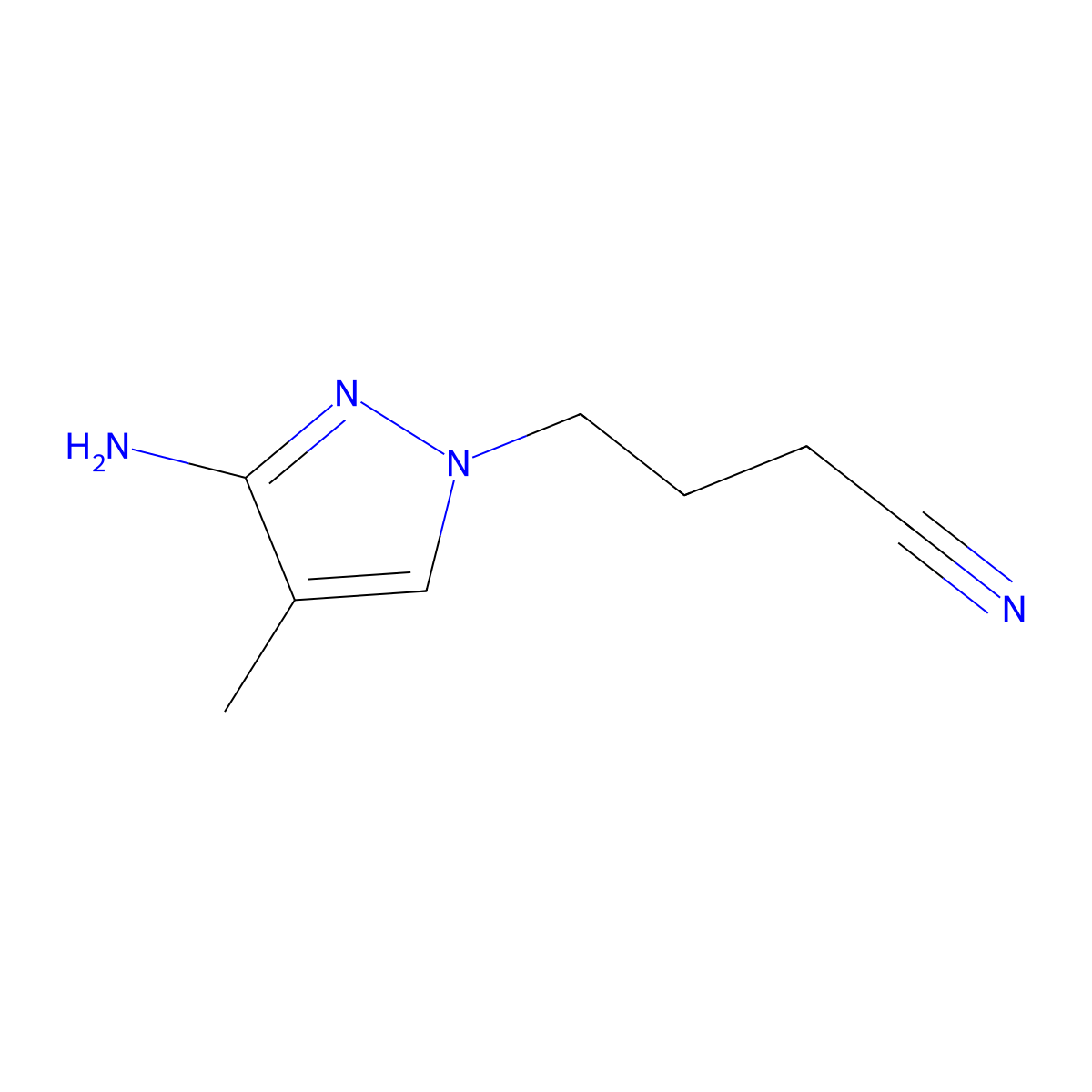 4-(3-amino-4-methyl-1H-pyrazol-1-yl)butanenitrile molecular structure, CAS 1343839-55-3