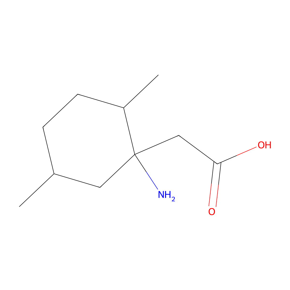 2-(1-Amino-2,5-dimethylcyclohexyl)acetic acid molecular structure, CAS 1343839-56-4