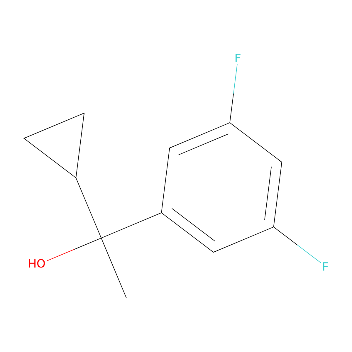 1-(3,5-Difluorophenyl)-1-cyclopropyl ethanol molecular structure, CAS 1343839-92-8