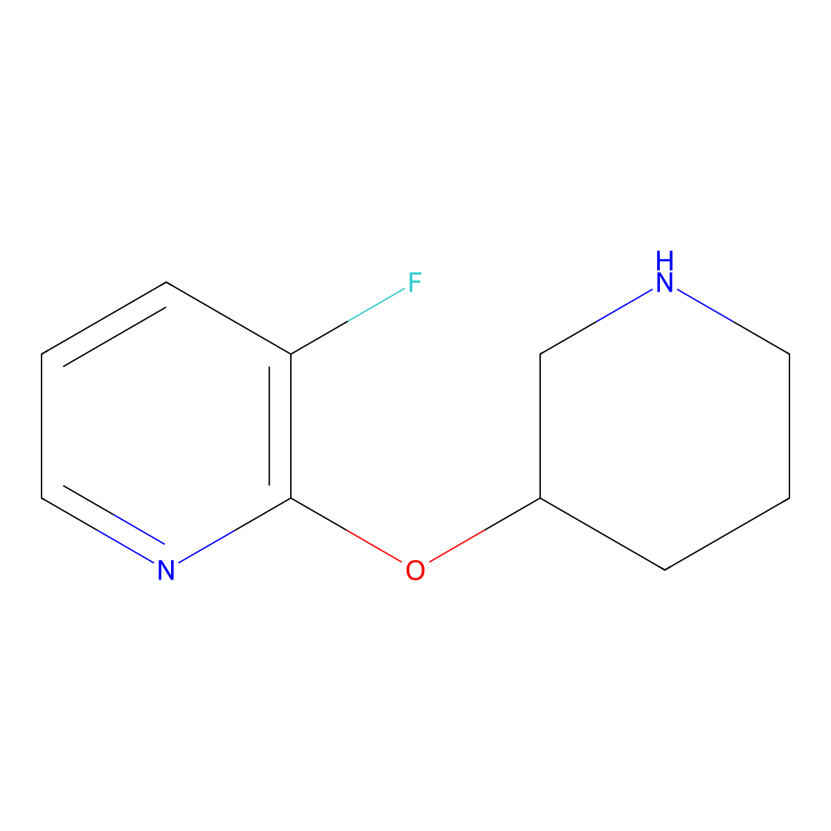 3-Fluoro-2-(piperidin-3-yloxy)pyridine molecular structure, CAS 1343840-07-2