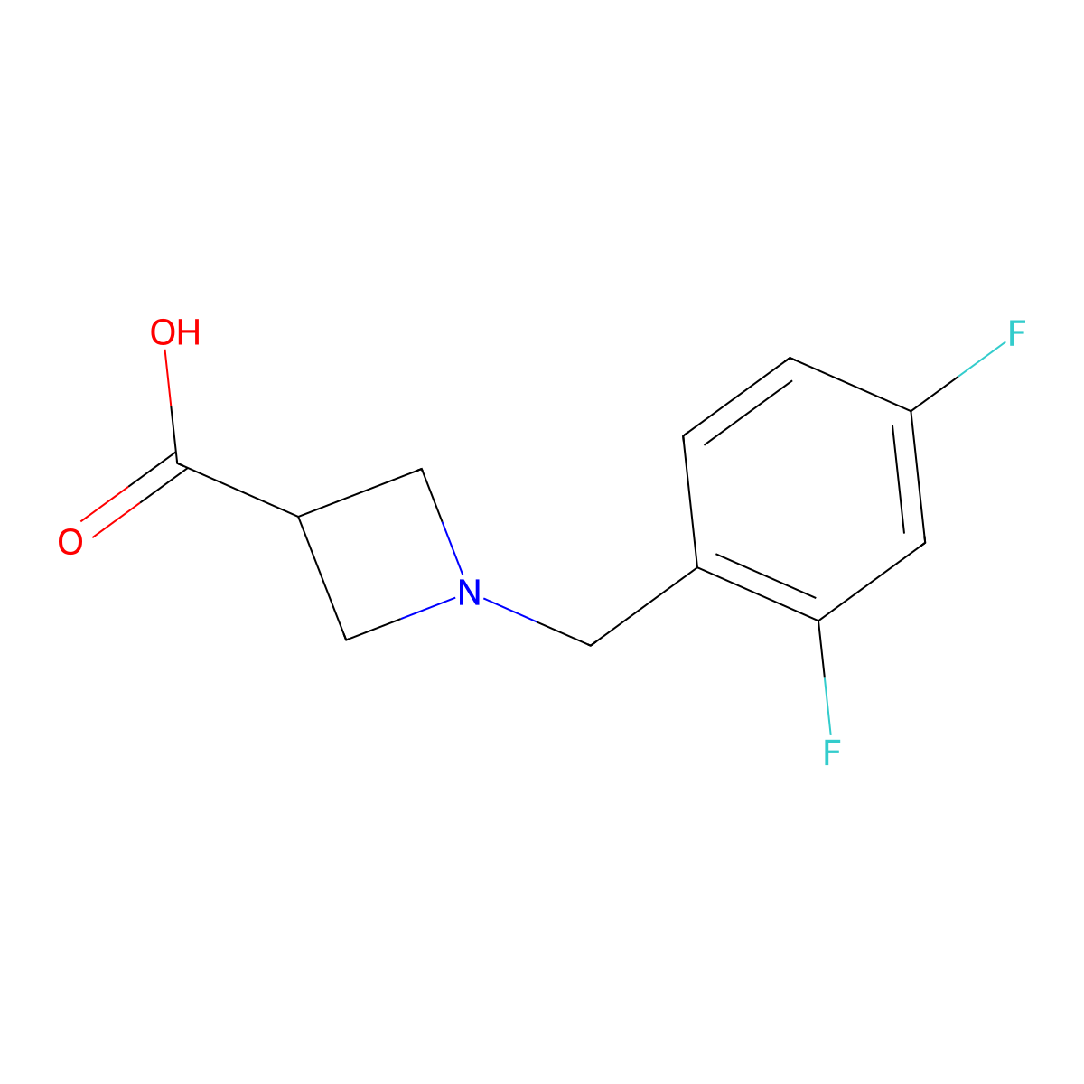 1-[(2,4-Difluorophenyl)methyl]azetidine-3-carboxylic acid molecular structure, CAS 1343841-13-3