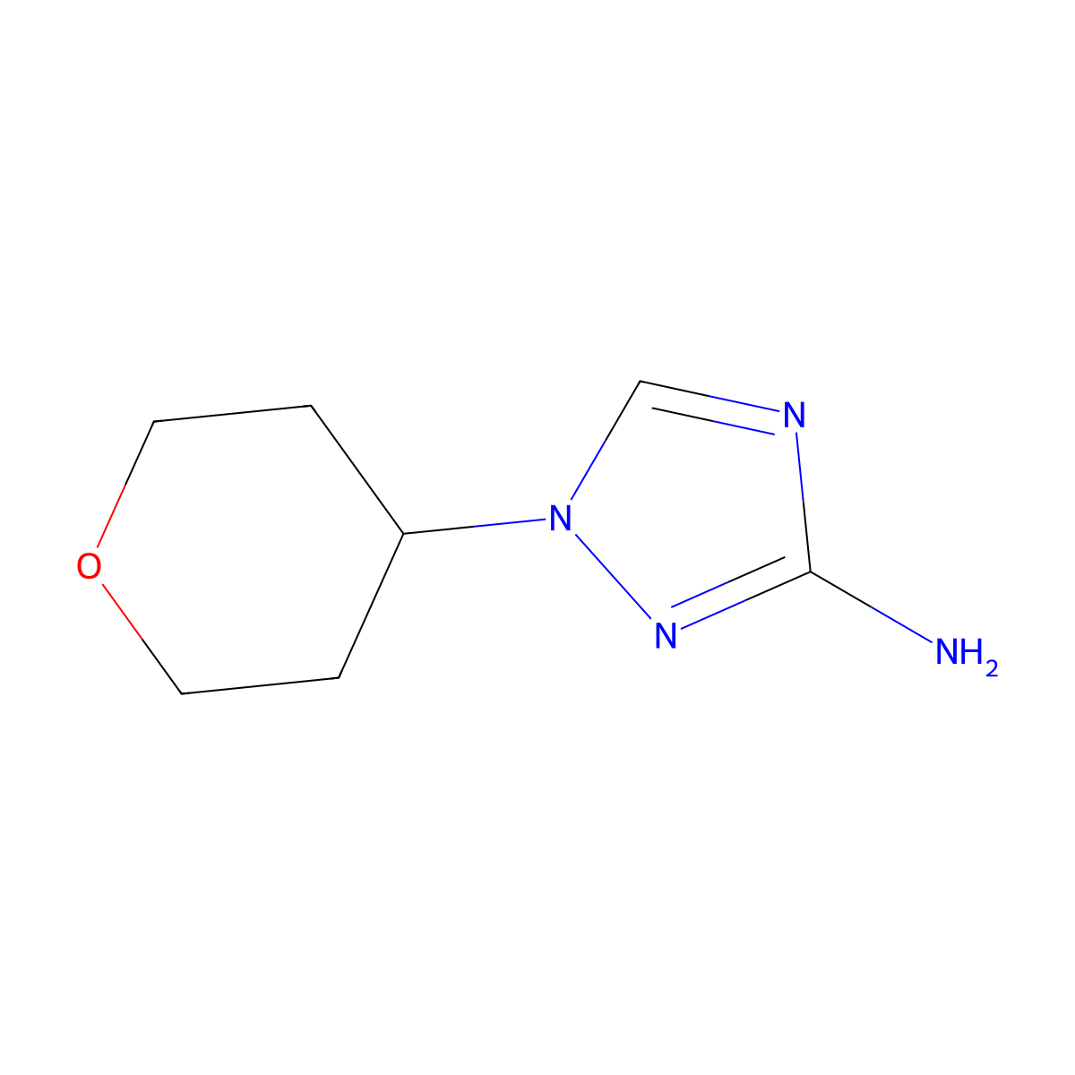 1-(oxan-4-yl)-1H-1,2,4-triazol-3-amine molecular structure, CAS 1343842-32-9
