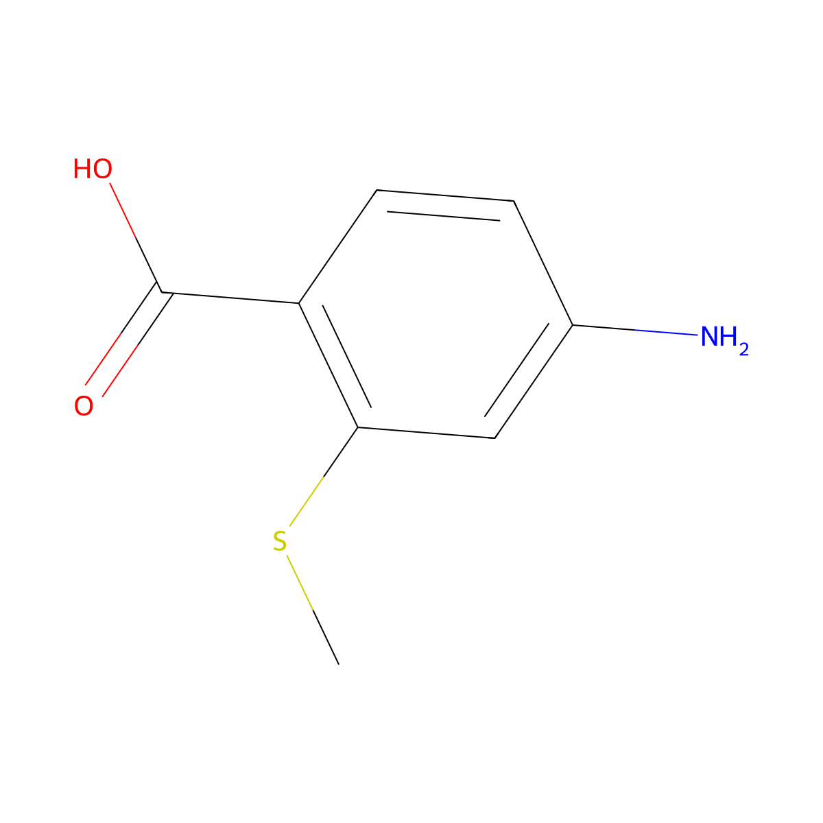 4-Amino-2-(methylsulfanyl)benzoic acid molecular structure, CAS 1343844-11-0