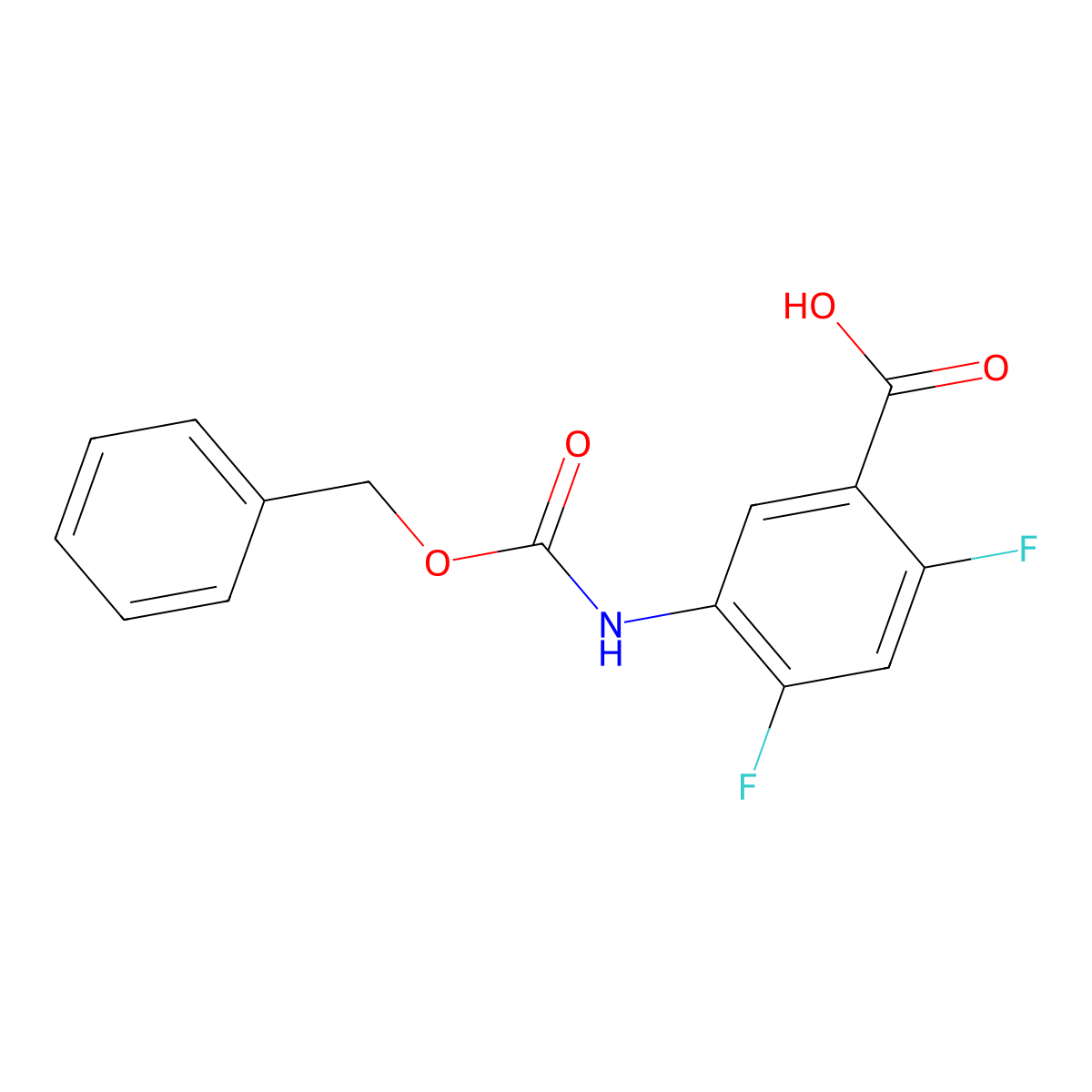 5-{[(Benzyloxy)carbonyl]amino}-2,4-difluorobenzoic acid molecular structure, CAS 1343844-46-1