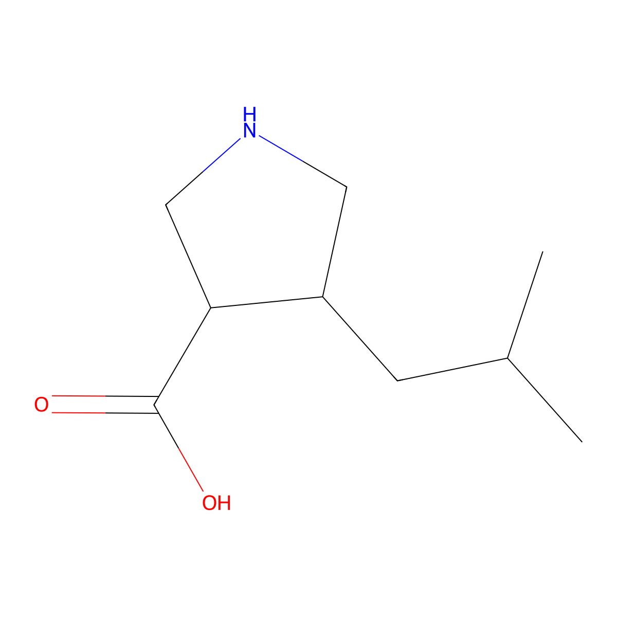 4-(2-Methylpropyl)pyrrolidine-3-carboxylic acid molecular structure, CAS 1343845-75-9