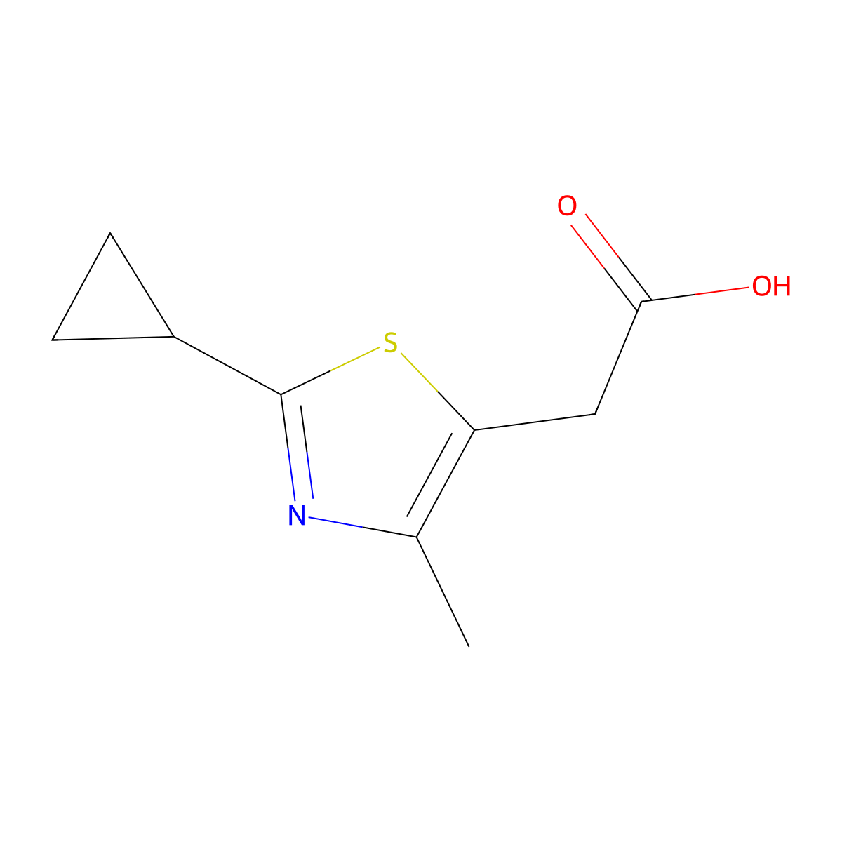 2-(2-Cyclopropyl-4-methyl-1,3-thiazol-5-yl)acetic acid molecular structure, CAS 1343850-60-1
