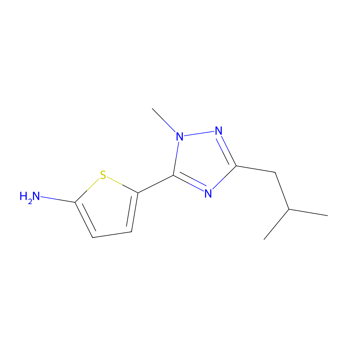5-(3-Isobutyl-1-methyl-1h-1,2,4-triazol-5-yl)thiophen-2-amine molecular structure, CAS 1343853-04-2