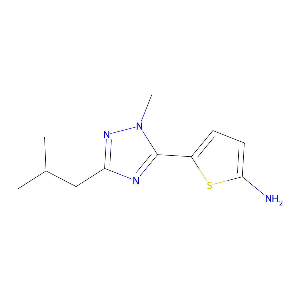 5-(3-Isobutyl-1-methyl-1h-1,2,4-triazol-5-yl)thiophen-2-amine molecular structure, CAS 1343853-04-2