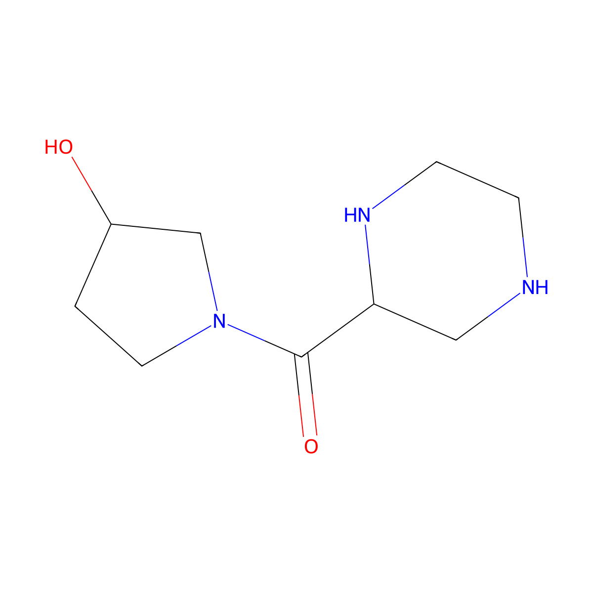 1-(Piperazine-2-carbonyl)pyrrolidin-3-ol molecular structure, CAS 1343854-14-7