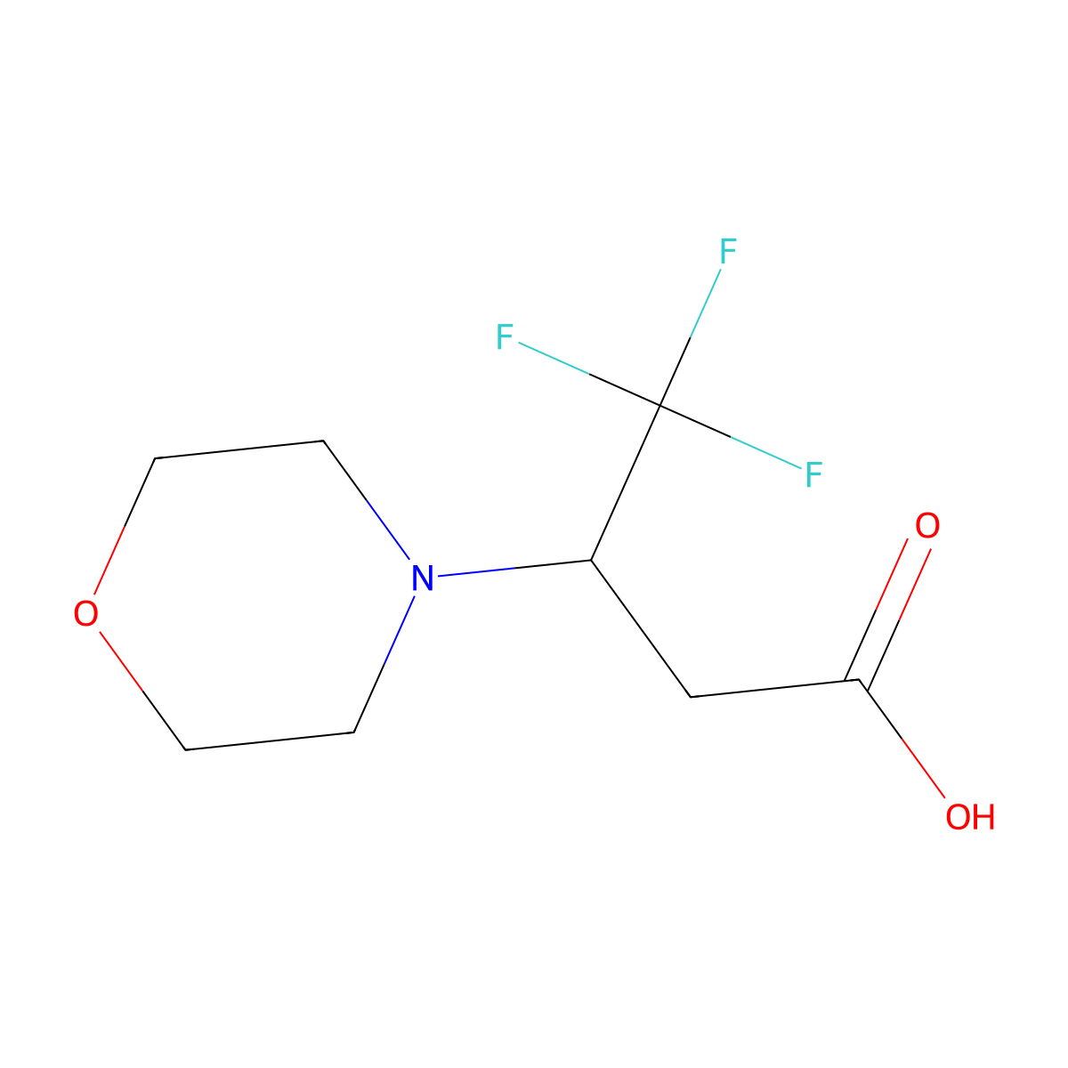 4,4,4-Trifluoro-3-(morpholin-4-yl)butanoic acid molecular structure, CAS 1343857-33-9