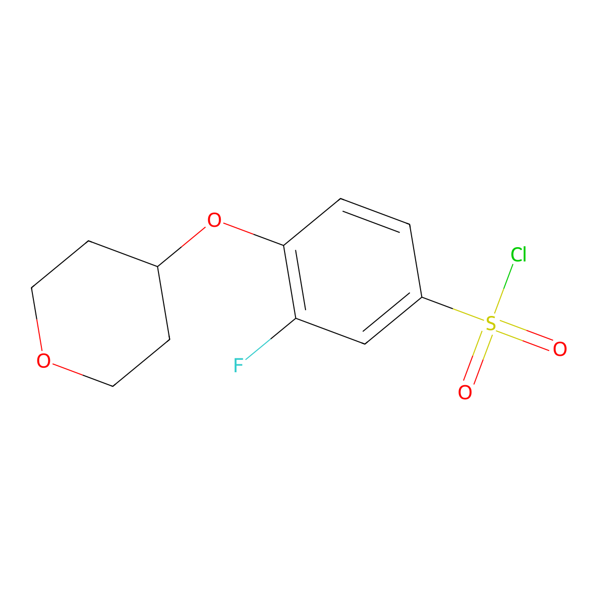 3-Fluoro-4-(oxan-4-yloxy)benzene-1-sulfonyl chloride molecular structure, CAS 1343859-00-6