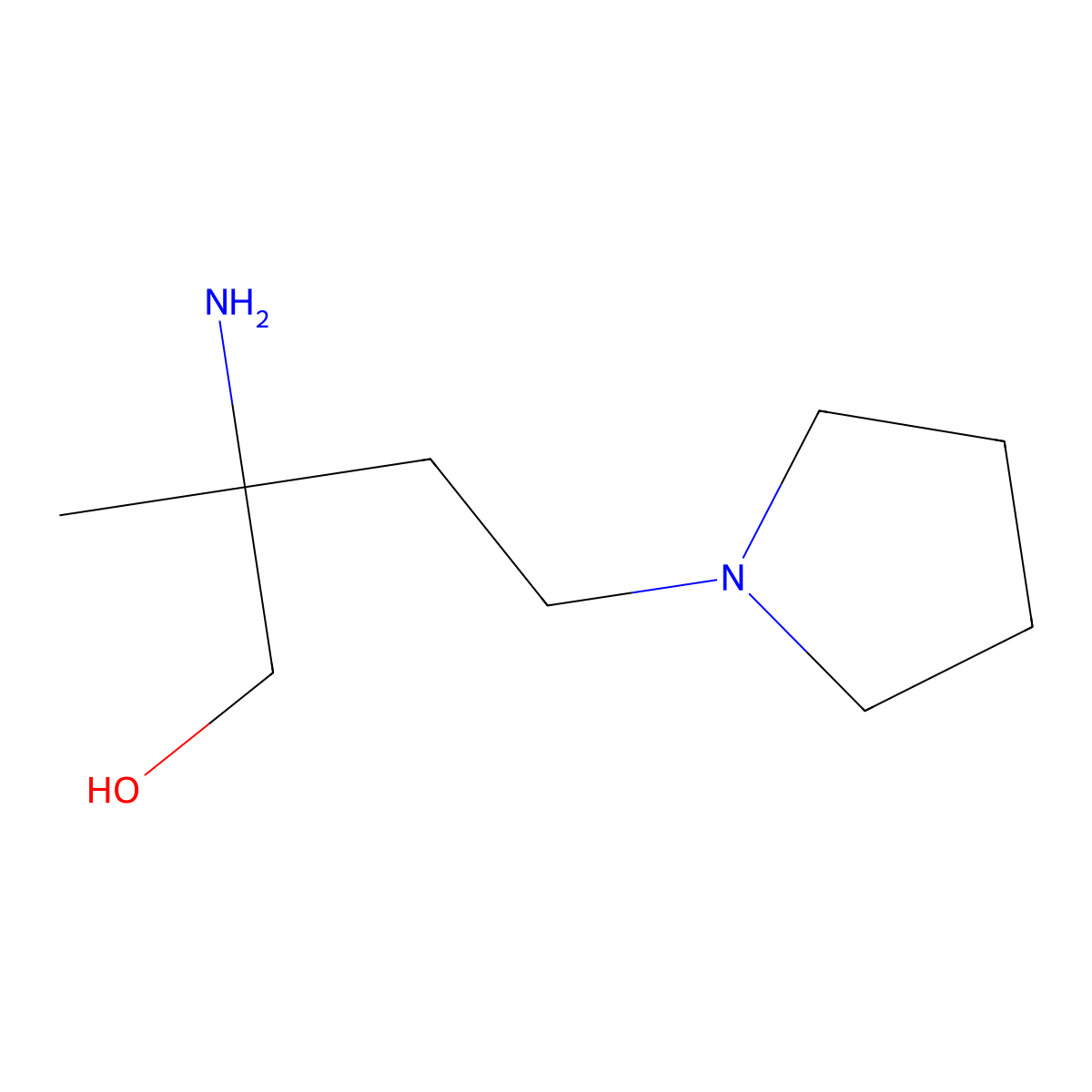 2-Amino-2-methyl-4-(pyrrolidin-1-yl)butan-1-ol molecular structure, CAS 1343860-51-4