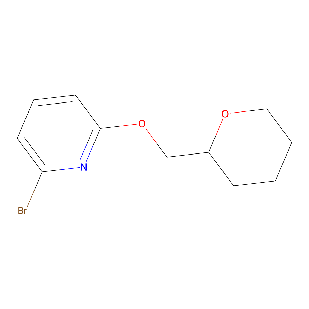 2-bromo-6-((tetrahydro-2H-pyran-2-yl)methoxy)pyridine molecular structure, CAS 1343860-90-1