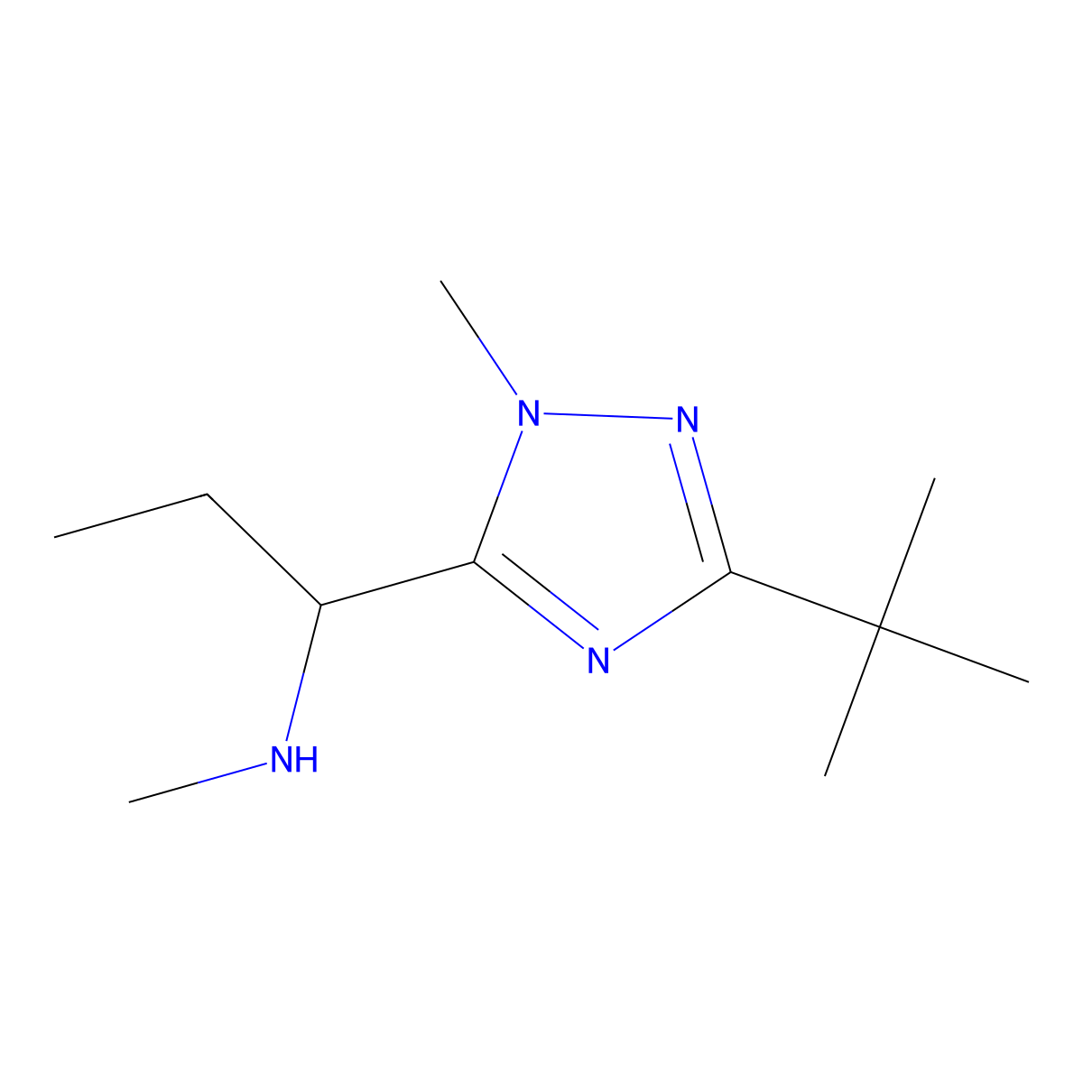 1-(3-(Tert-butyl)-1-methyl-1h-1,2,4-triazol-5-yl)-N-methylpropan-1-amine molecular structure, CAS 1343862-47-4