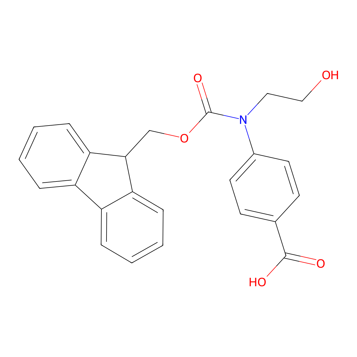4-((((9h-Fluoren-9-yl)methoxy)carbonyl)(2-hydroxyethyl)amino)benzoic acid molecular structure, CAS 1343862-60-1