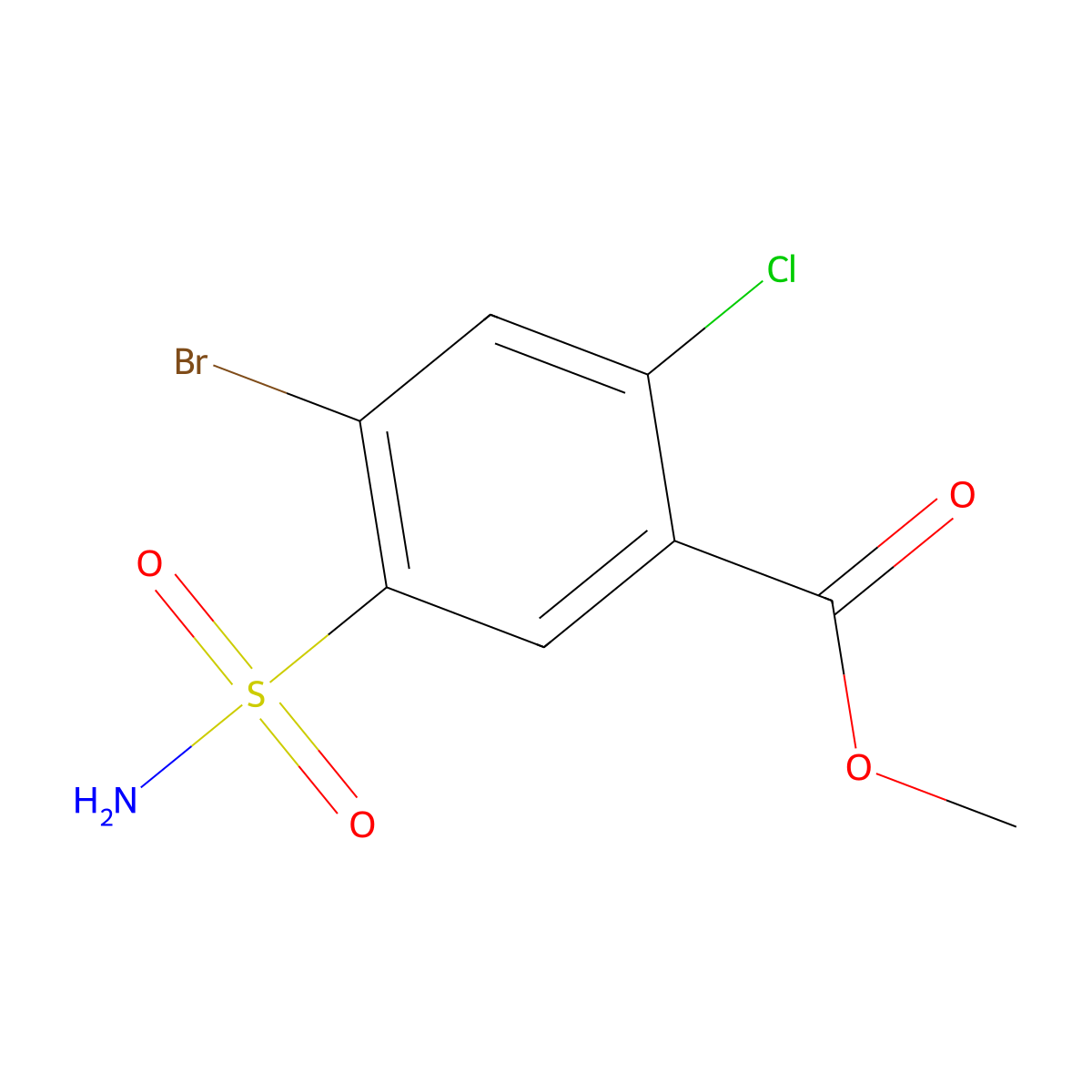 Methyl 4-bromo-2-chloro-5-sulfamoylbenzoate molecular structure, CAS 1343862-95-2