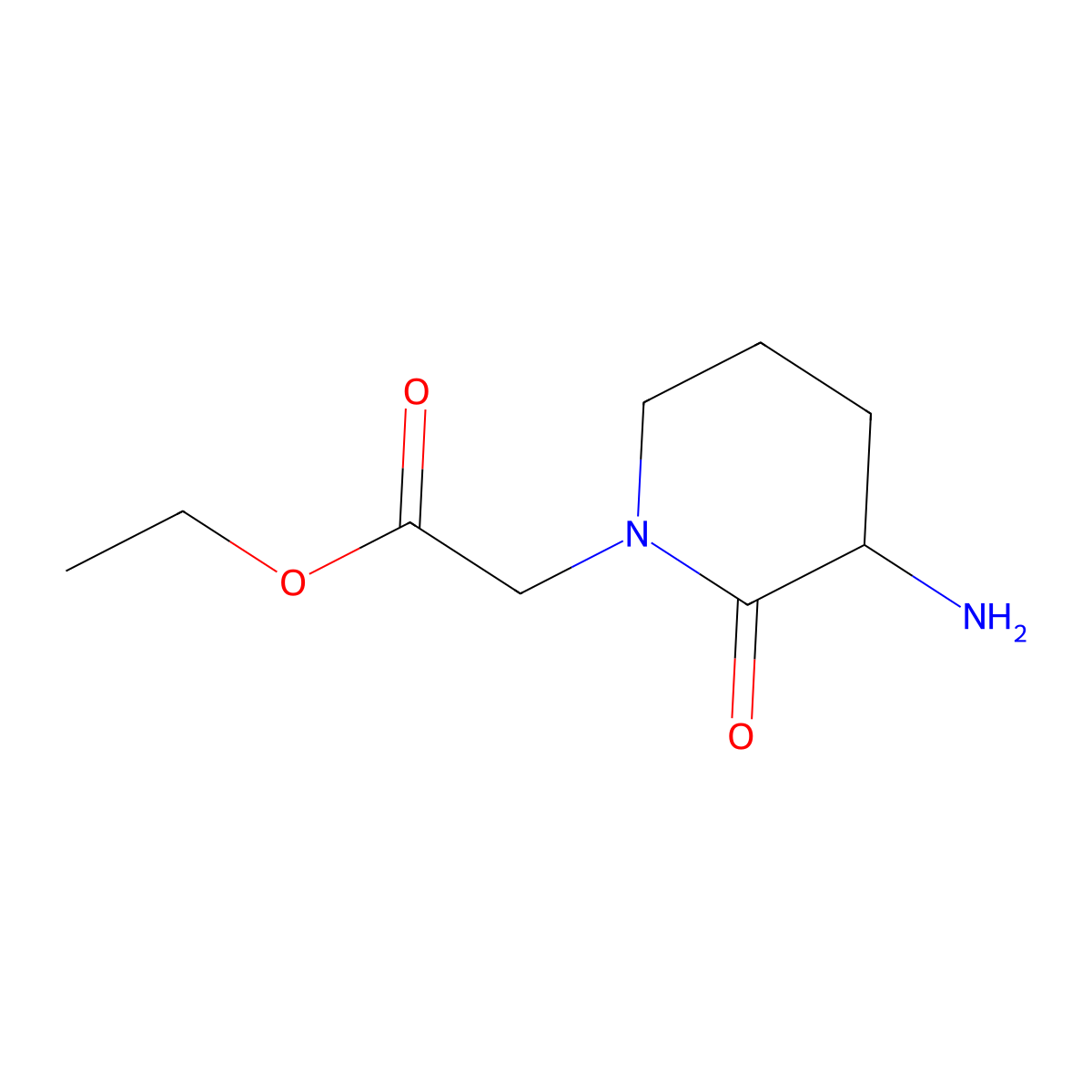 Ethyl 2-(3-amino-2-oxopiperidin-1-yl)acetate molecular structure, CAS 1343863-31-9