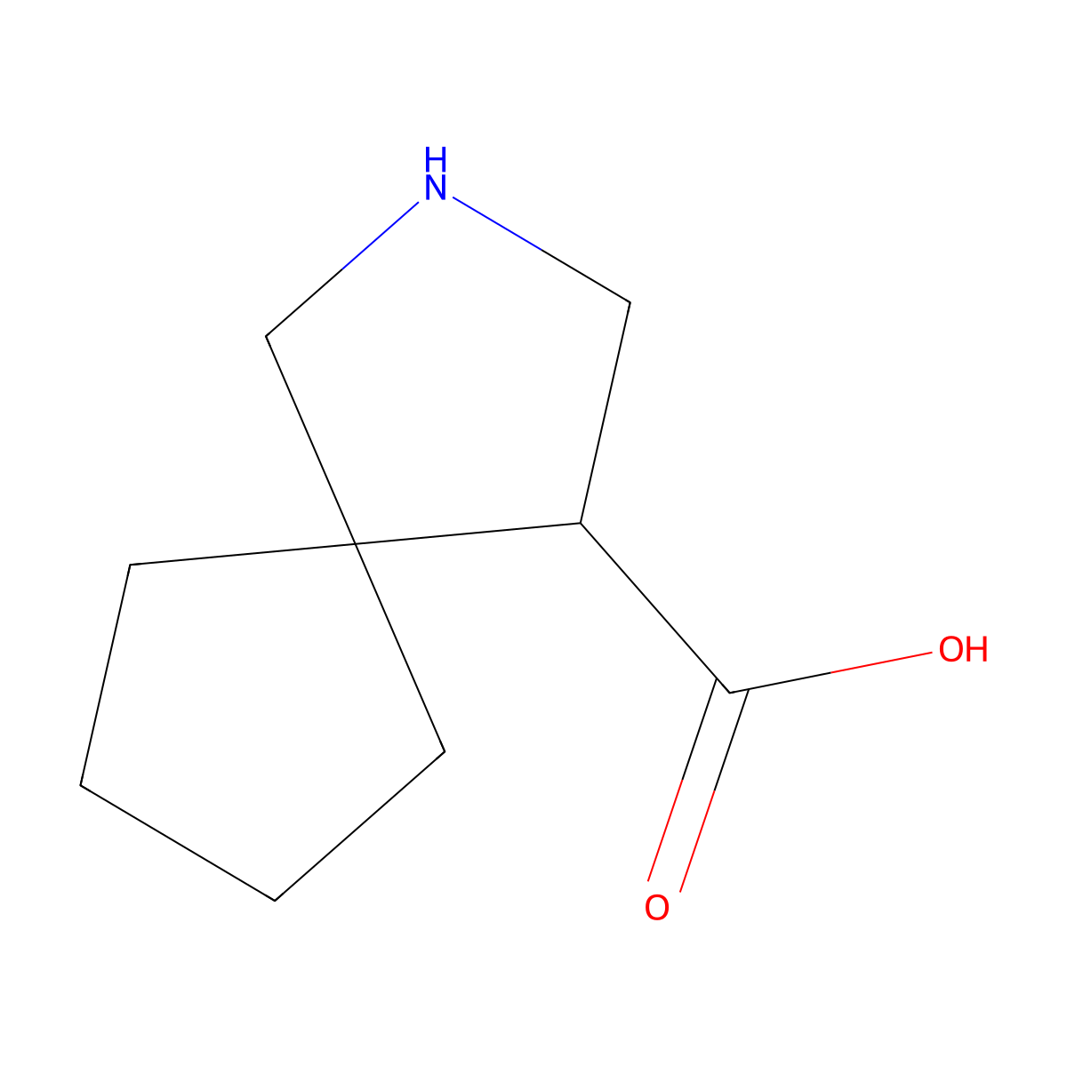 2-Azaspiro[4.4]nonane-4-carboxylic acid molecular structure, CAS 1343864-38-9