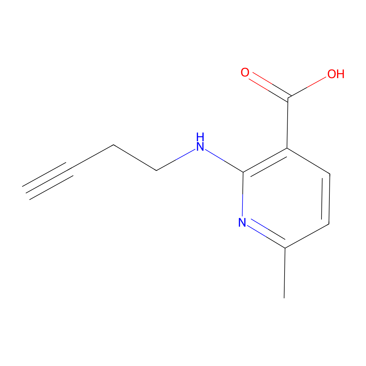 2-[(But-3-yn-1-yl)amino]-6-methylpyridine-3-carboxylic acid molecular structure, CAS 1343864-60-7