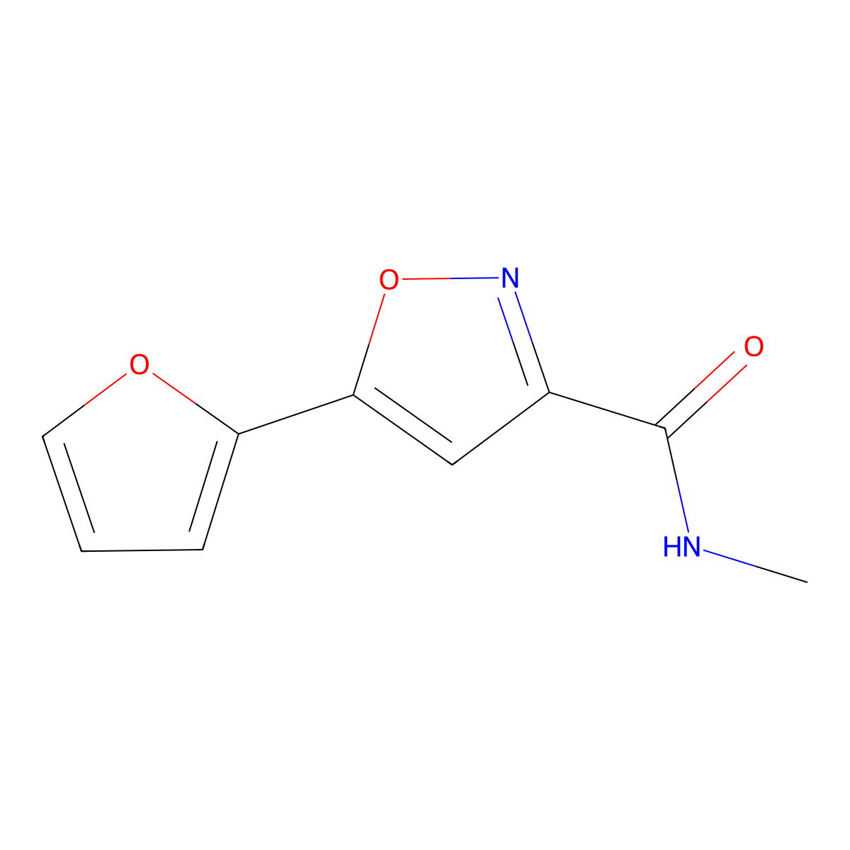 5-(furan-2-yl)-N-methyl-1,2-oxazole-3-carboxamide molecular structure, CAS 1343867-60-6