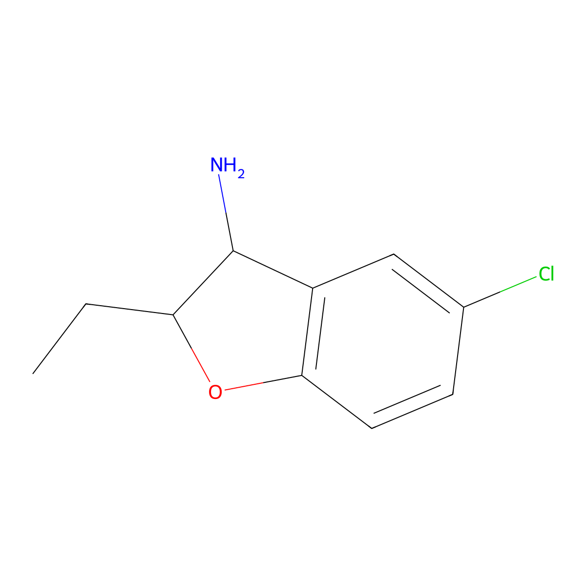 5-Chloro-2-ethyl-2,3-dihydro-1-benzofuran-3-amine molecular structure, CAS 1343870-39-2