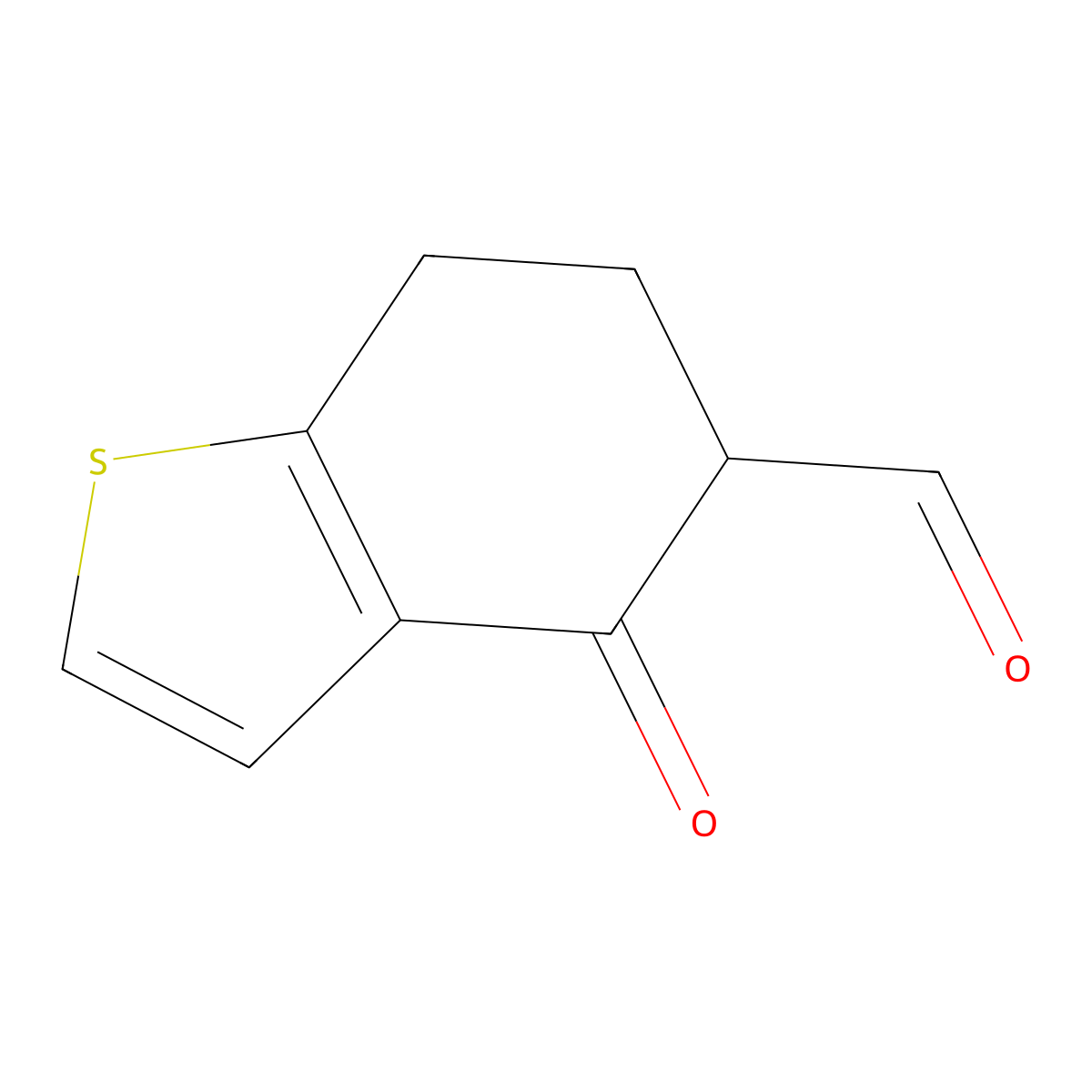 4-Oxo-4,5,6,7-tetrahydro-1-benzothiophene-5-carbaldehyde molecular structure, CAS 1343887-11-5