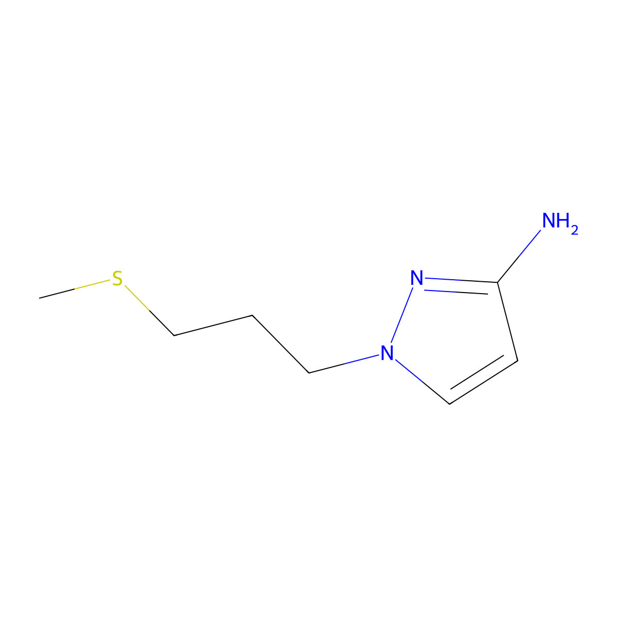 1-[3-(methylsulfanyl)propyl]-1H-pyrazol-3-amine molecular structure, CAS 1343887-30-8