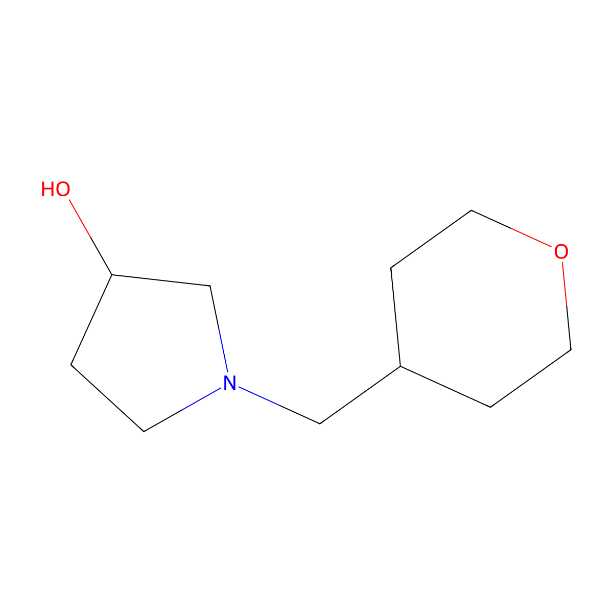 1-[(Oxan-4-yl)methyl]pyrrolidin-3-ol molecular structure, CAS 1343889-01-9