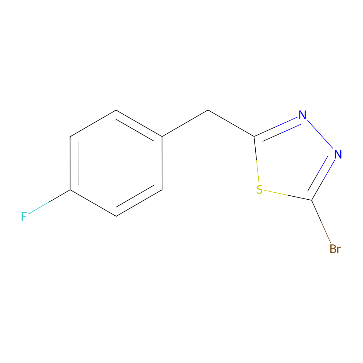2-Bromo-5-[(4-fluorophenyl)methyl]-1,3,4-thiadiazole molecular structure, CAS 1343894-39-2