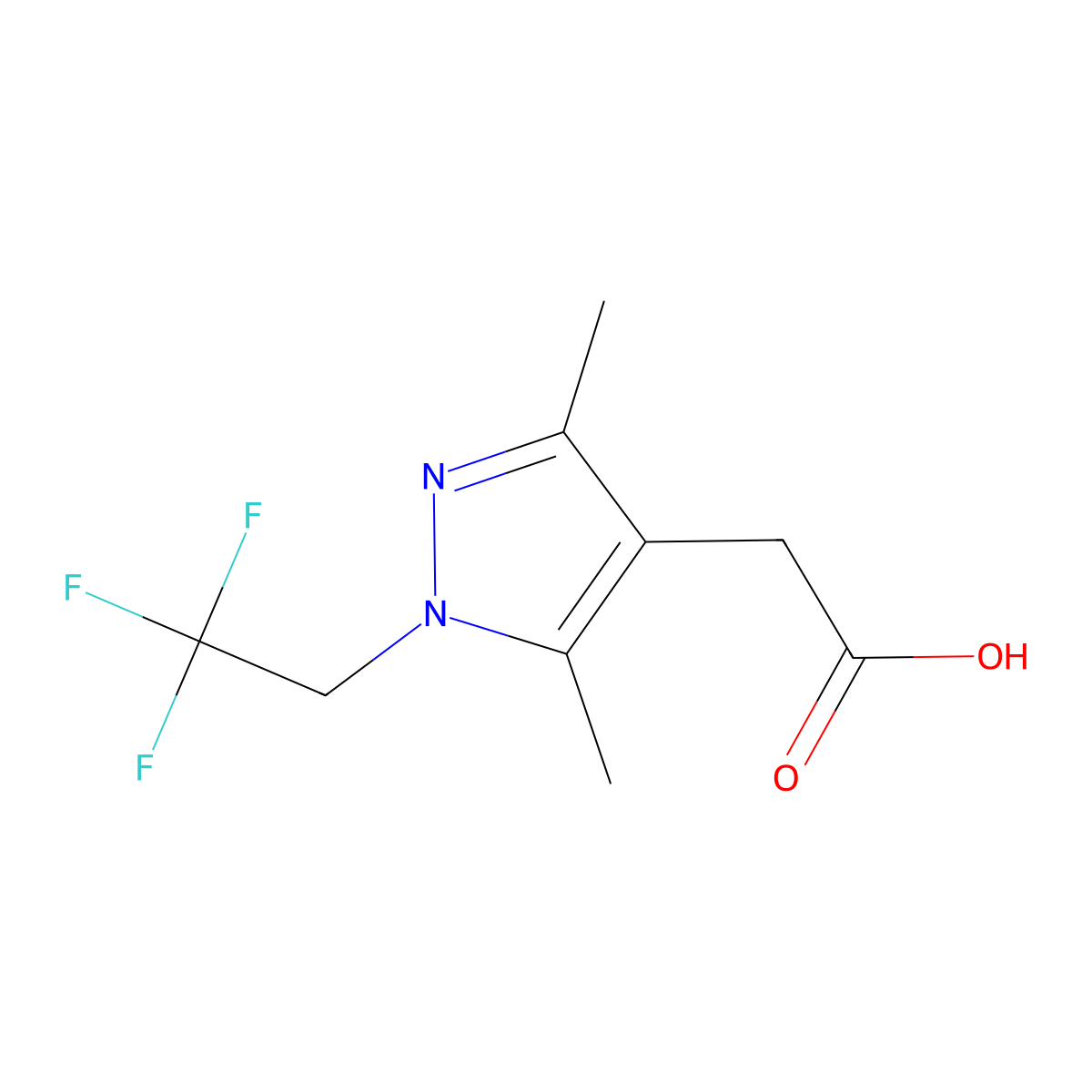 2-[3,5-dimethyl-1-(2,2,2-trifluoroethyl)-1H-pyrazol-4-yl]acetic acid molecular structure, CAS 1343894-50-7
