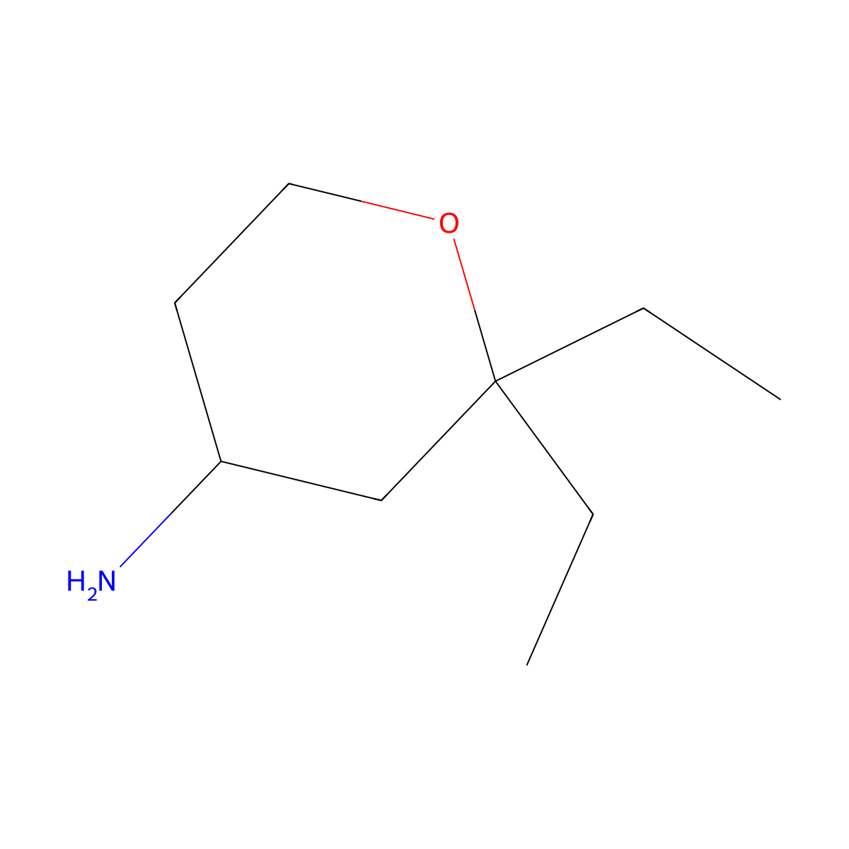 2,2-Diethyloxan-4-amine molecular structure, CAS 1343895-89-5
