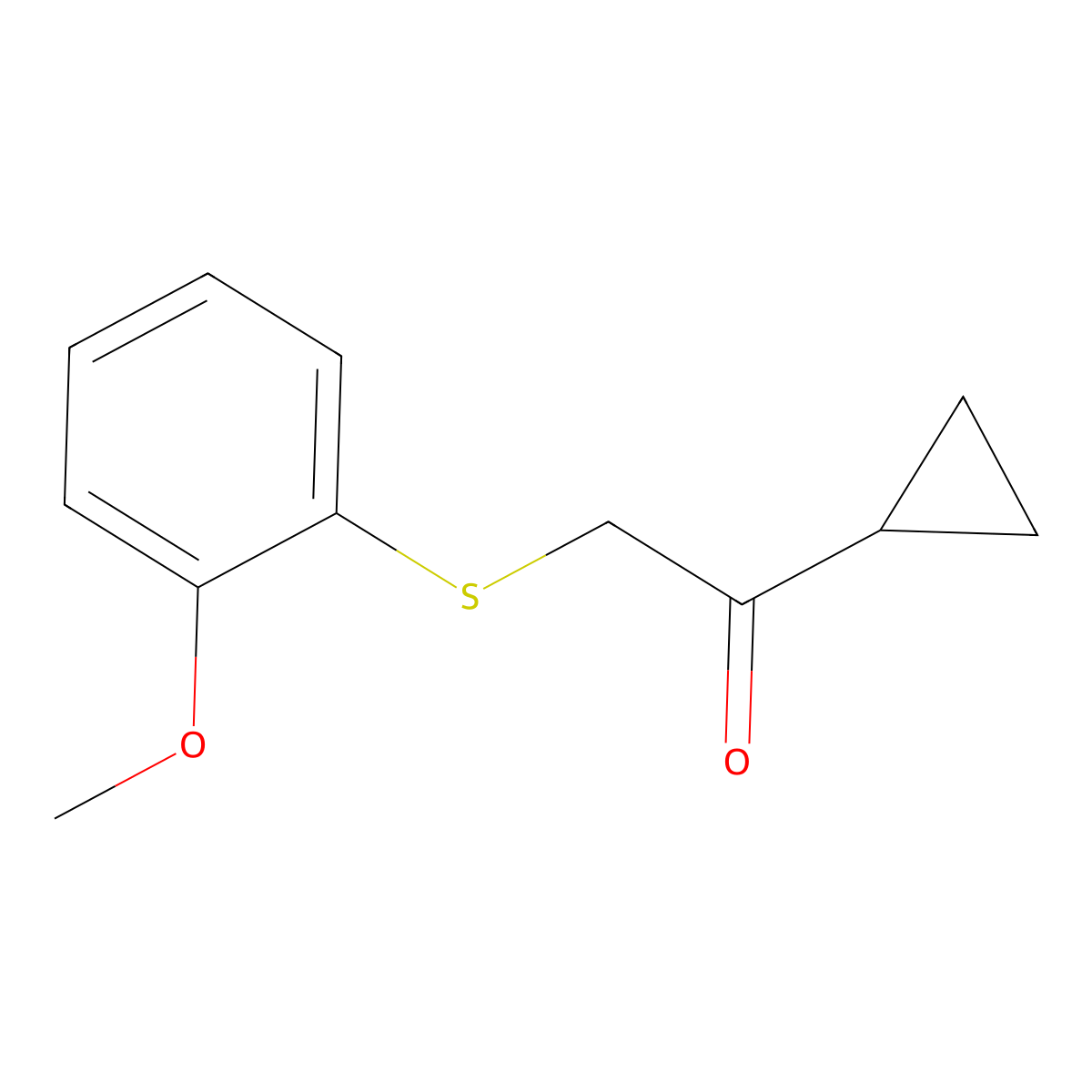 1-Cyclopropyl-2-((2-methoxyphenyl)thio)ethan-1-one molecular structure, CAS 1343897-21-1