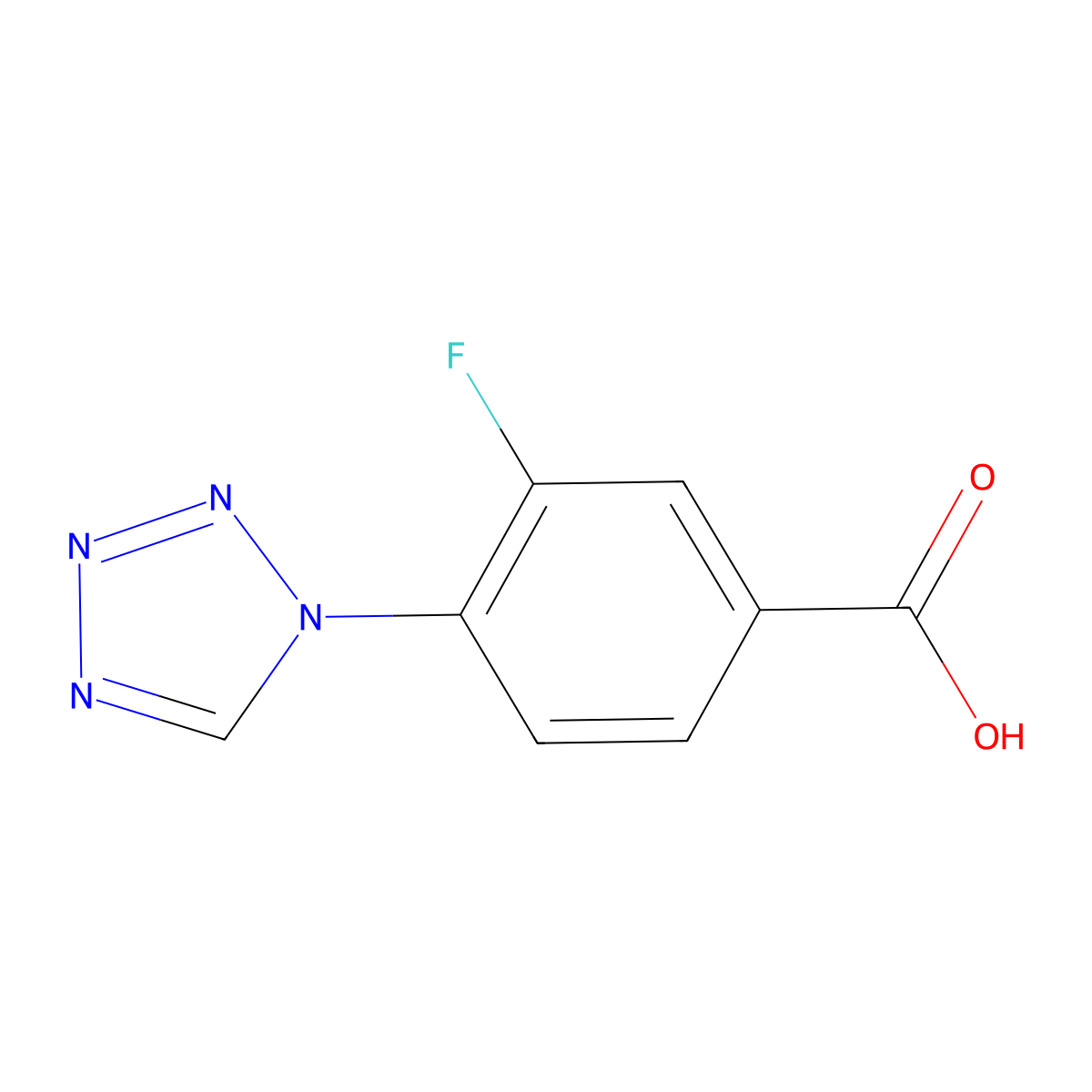 3-fluoro-4-(1H-1,2,3,4-tetrazol-1-yl)benzoic acid molecular structure, CAS 1343901-44-9