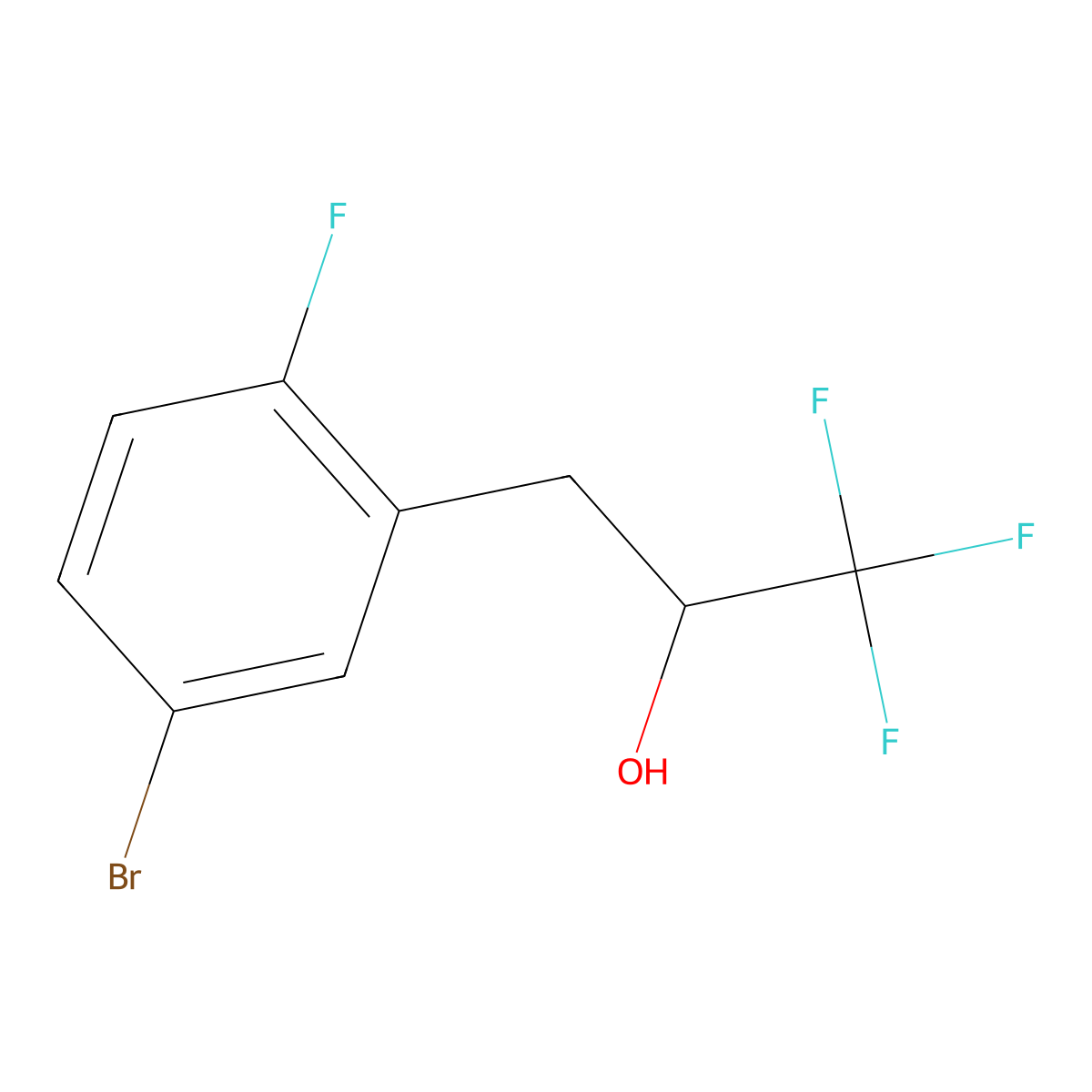 3-(5-Bromo-2-fluorophenyl)-1,1,1-trifluoropropan-2-ol molecular structure, CAS 1343902-71-5