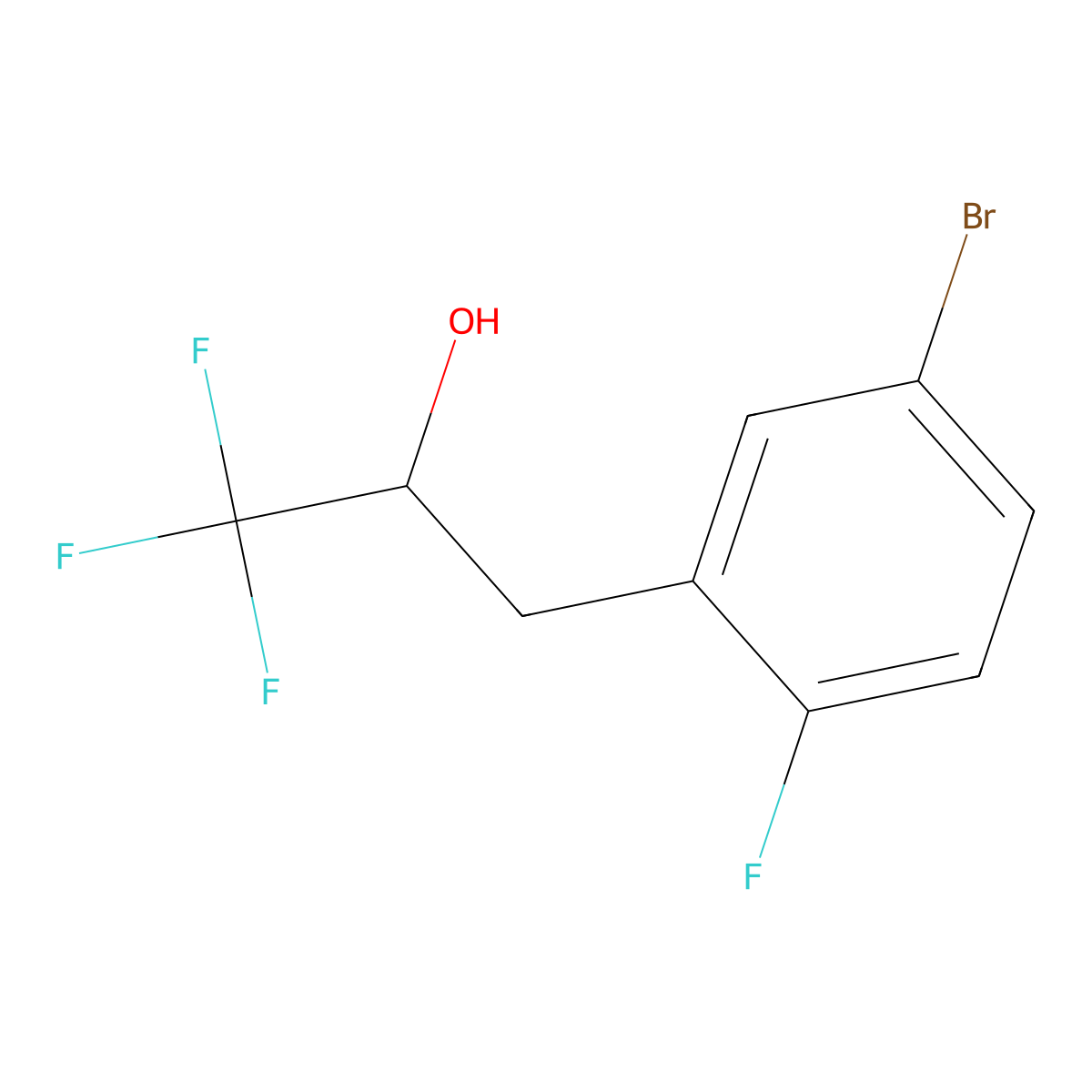3-(5-Bromo-2-fluorophenyl)-1,1,1-trifluoropropan-2-ol molecular structure, CAS 1343902-71-5