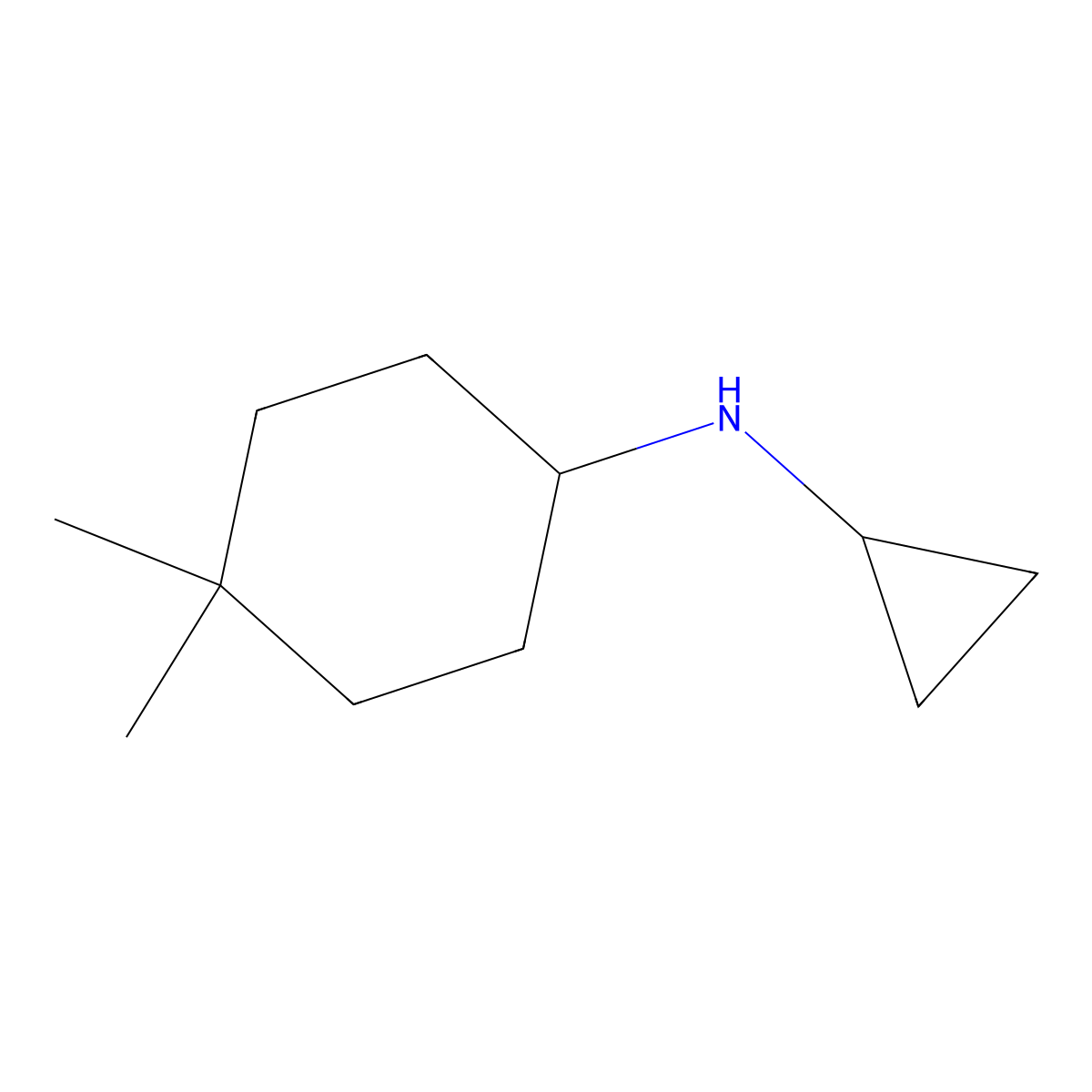 N-cyclopropyl-4,4-dimethylcyclohexan-1-amine molecular structure, CAS 1343906-23-9
