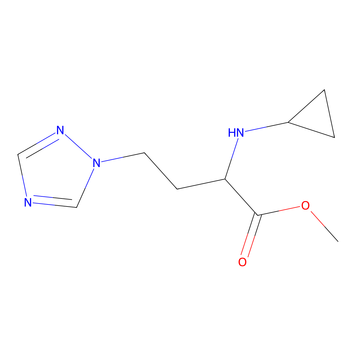 Methyl 2-(cyclopropylamino)-4-(1h-1,2,4-triazol-1-yl)butanoate molecular structure, CAS 1343910-97-3
