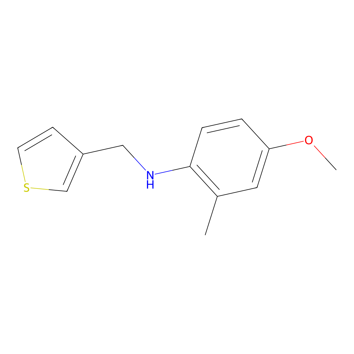 4-methoxy-2-methyl-N-(thiophen-3-ylmethyl)aniline molecular structure, CAS 1343911-04-5