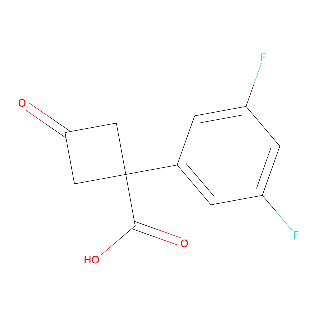 1-(3,5-Difluorophenyl)-3-oxocyclobutane-1-carboxylic acid molecular structure, CAS 1343911-55-6