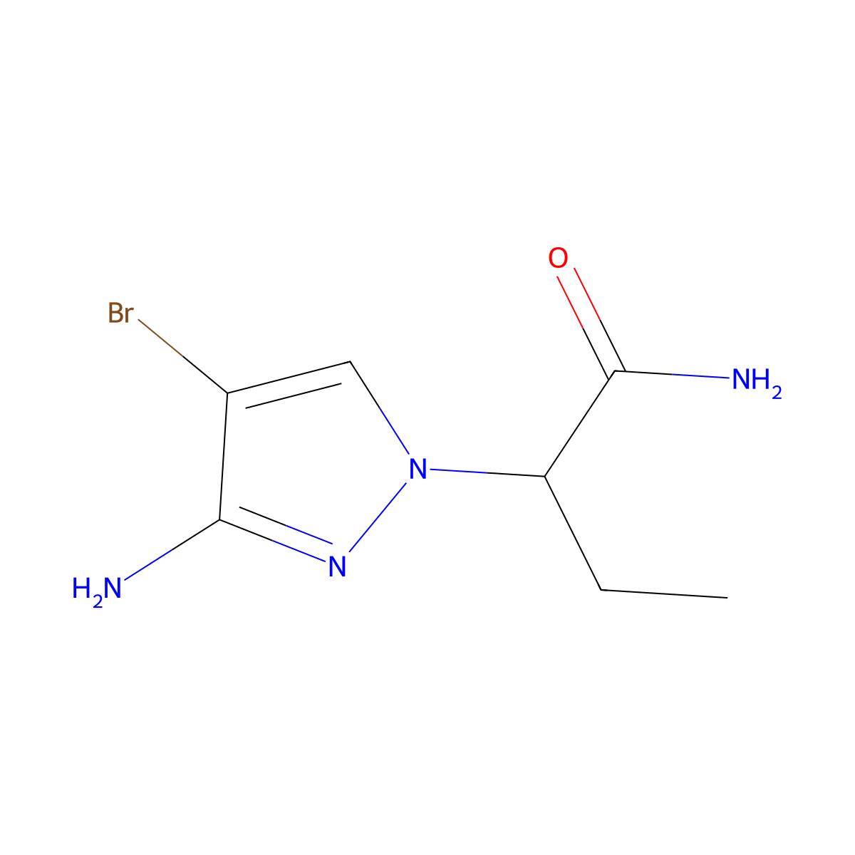 2-(3-Amino-4-bromo-1H-pyrazol-1-YL)butanamide molecular structure, CAS 1343911-90-9