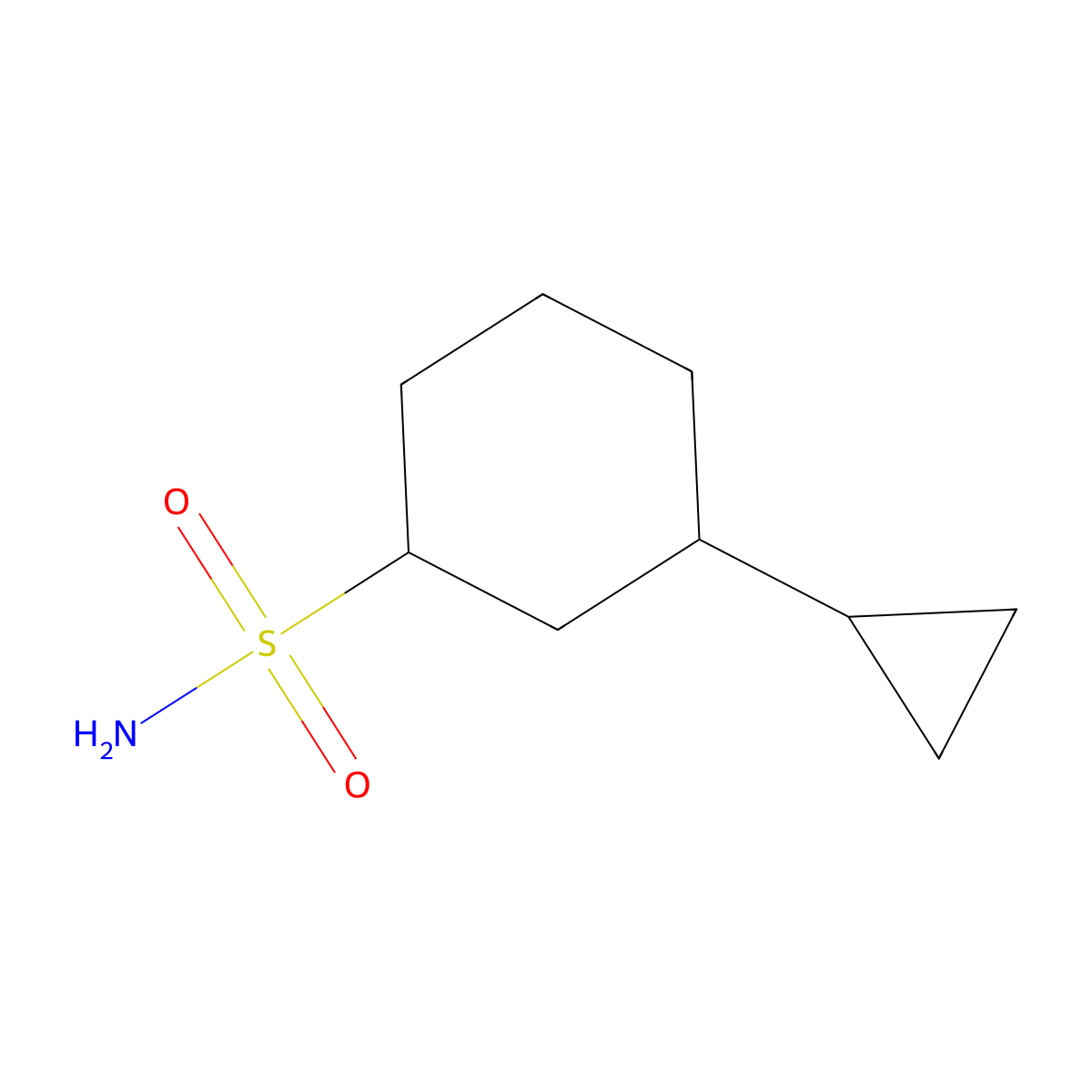 3-Cyclopropylcyclohexane-1-sulfonamide molecular structure, CAS 1343911-97-6