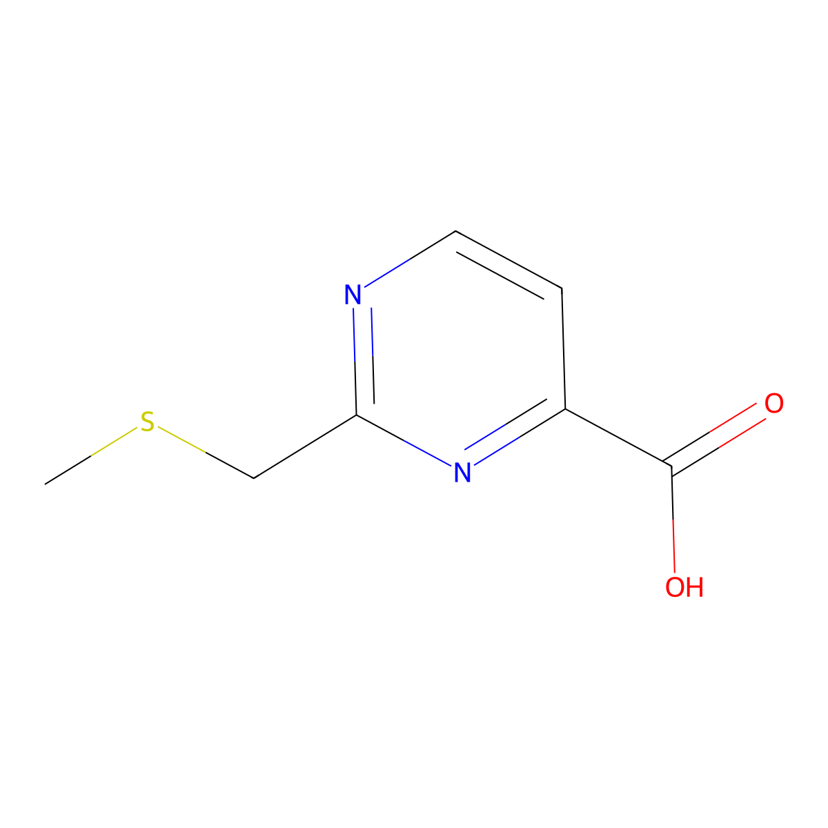 2-((Methylthio)methyl)pyrimidine-4-carboxylic acid molecular structure, CAS 1343912-00-4
