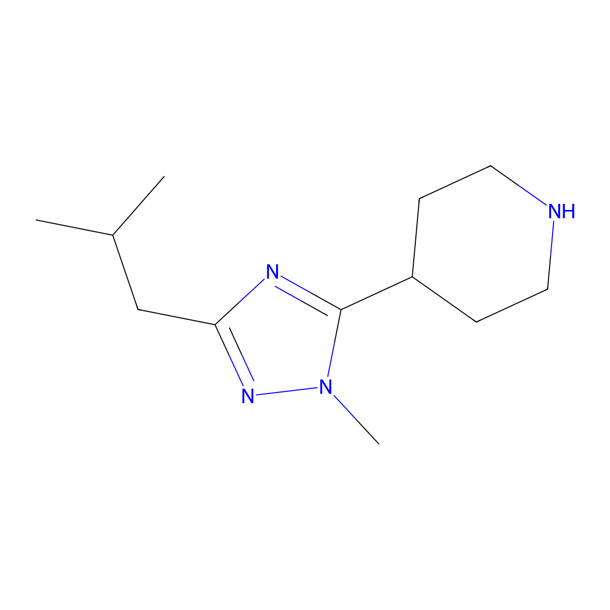 4-(3-Isobutyl-1-methyl-1h-1,2,4-triazol-5-yl)piperidine molecular structure, CAS 1343915-22-9