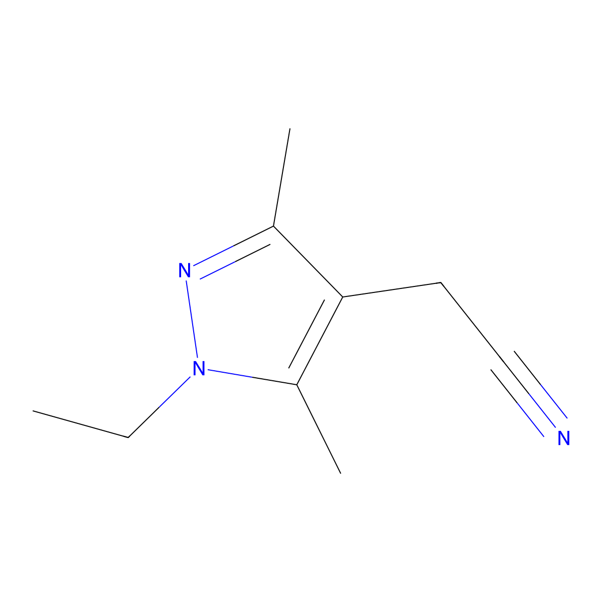 2-(1-ethyl-3,5-dimethyl-1H-pyrazol-4-yl)acetonitrile molecular structure, CAS 1343915-72-9
