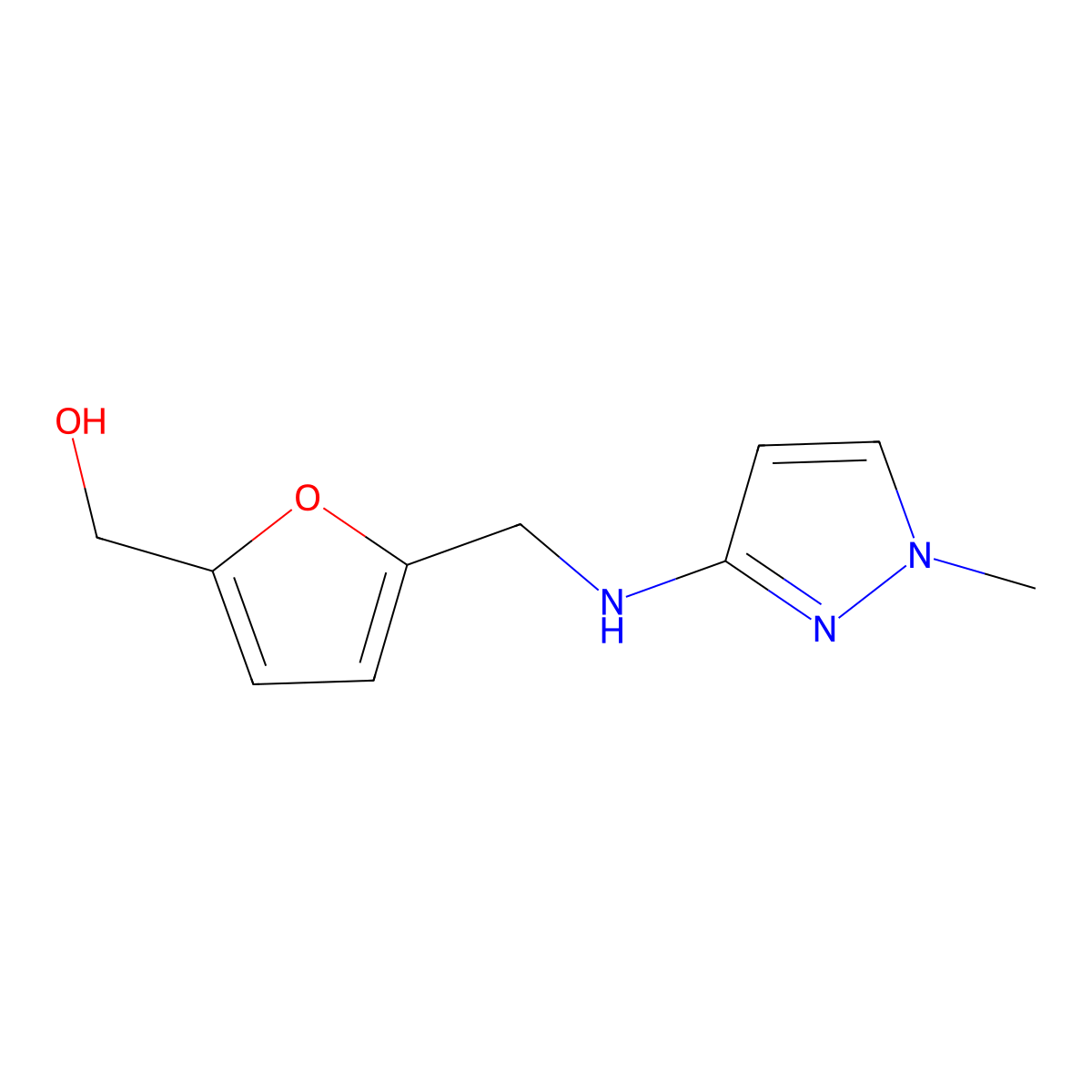 (5-{[(1-methyl-1H-pyrazol-3-yl)amino]methyl}furan-2-yl)methanol molecular structure, CAS 1343916-95-9