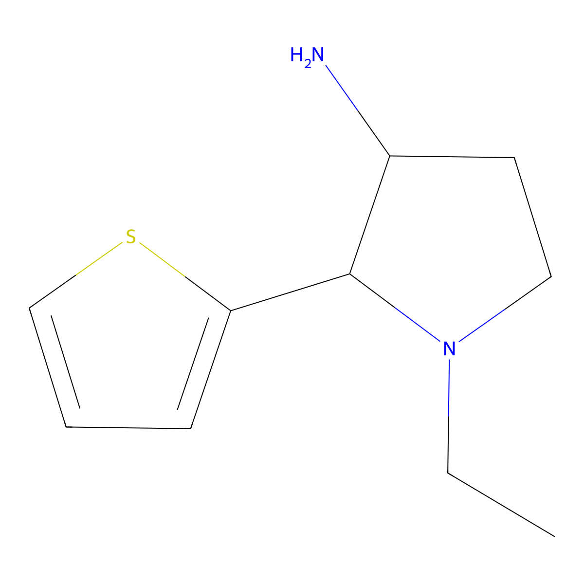 1-Ethyl-2-(thiophen-2-yl)pyrrolidin-3-amine molecular structure, CAS 1343918-03-5