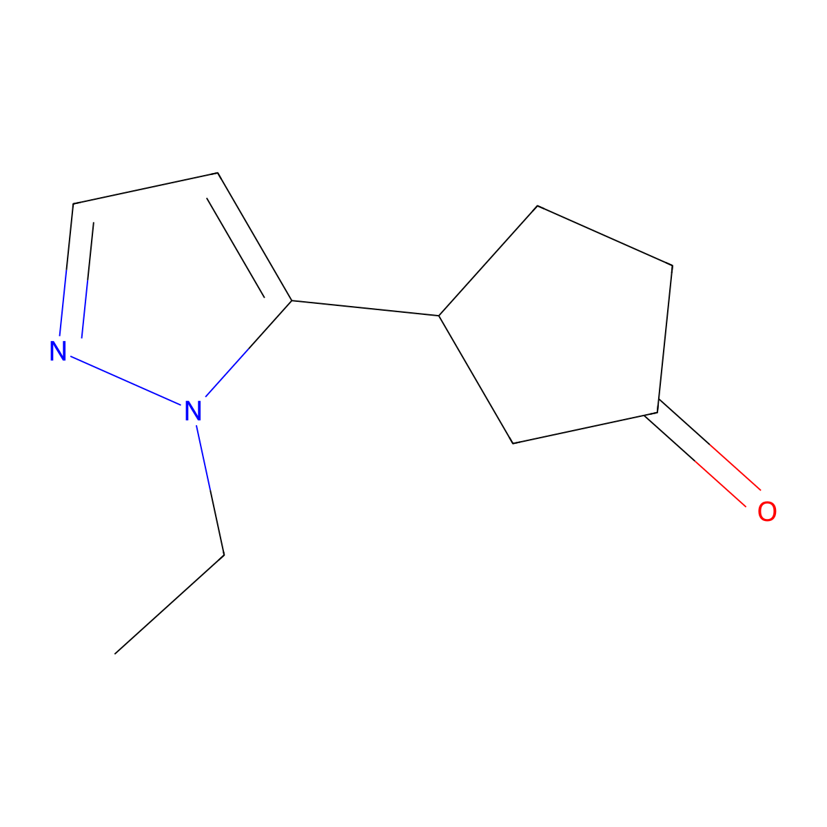 3-(1-ethyl-1H-pyrazol-5-yl)cyclopentan-1-one molecular structure, CAS 1343918-76-2