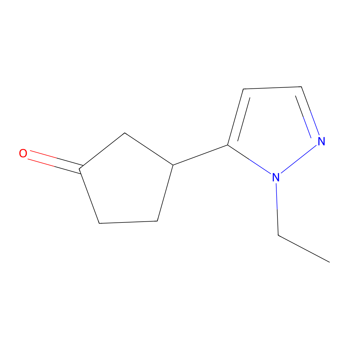 3-(1-ethyl-1H-pyrazol-5-yl)cyclopentan-1-one molecular structure, CAS 1343918-76-2